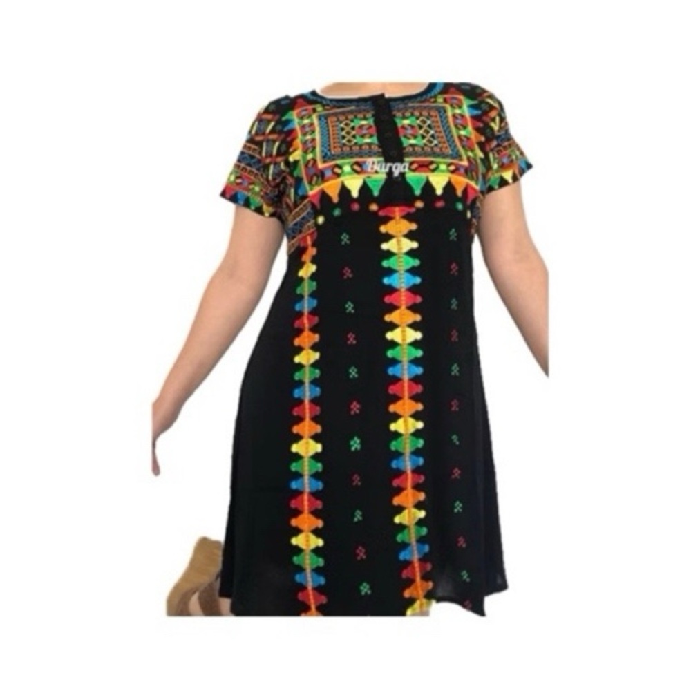 Durga Embroidered Black‎ Tunic Dress